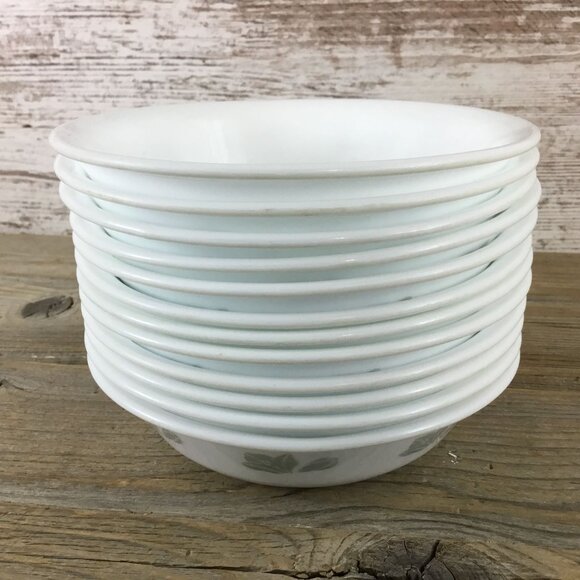 Set of 4 Corelle Friendship 10 Oz Dessert Bowls 5 3/4" White w/ Gray Flowers - Picture 14 of 16